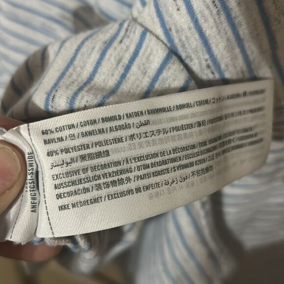 Abercrombie Blue & Grey Striped Hi Low Shirt Nautical Coastal Cool - Picture 12 of 13